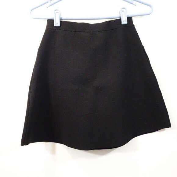 Sandro Paris Black Skirt size 1 Ruffled Pockets Detail A-Line Short - Picture 4 of 6